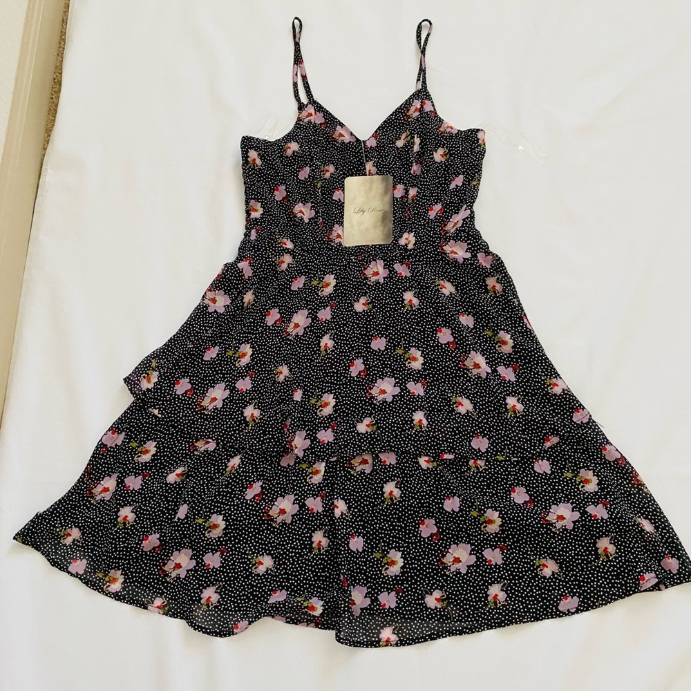 Women’s Lily Rose Multi Colored Dress Lined.  Size XS juniors.  NWT